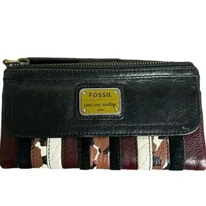 Fossil Bags Fossil Long Live Vintage 954 Multicolor Brown Patchwork Leather Wallet Clutch Poshmark